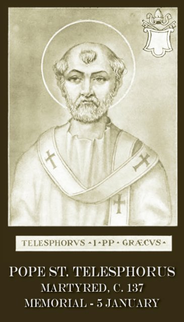 Pope St. Telesphorus Prayer Card